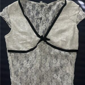 Elegant Lace Crop Top - White and Black